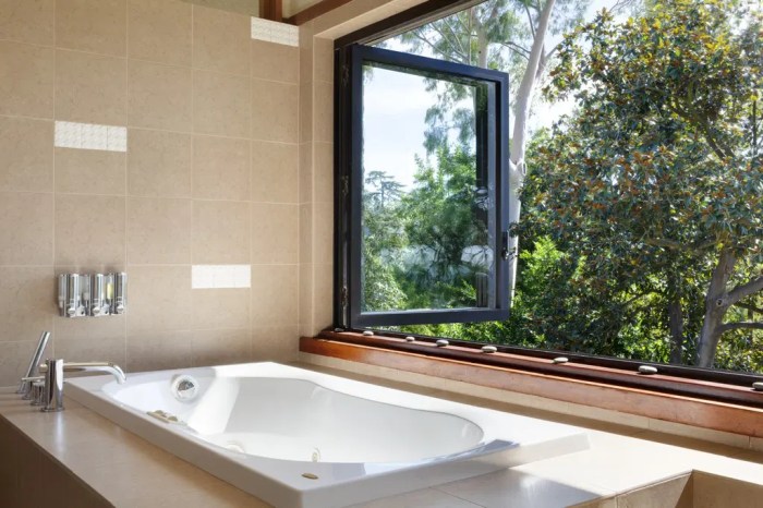 How to decorate a large bathroom window