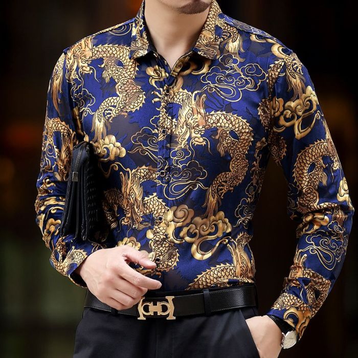 Men gold dress shirt