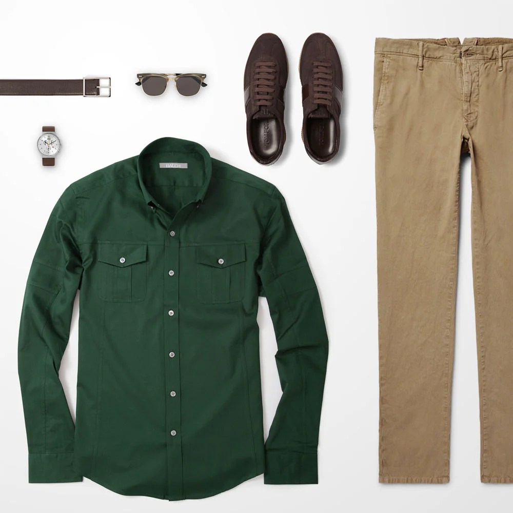 Green dress shirt outfit men